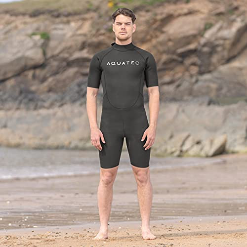 AQUATEC Muta Da Uomo In Neoprene - 2x Opzioni Di Spessore : 2mm & 3/2mm | Mute Per Uomini | Muta Shorty | Ideale Per Nuoto & Sport Acquatici (M, 2mm | Principiante)