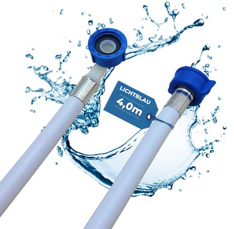 Lichtblau VDE geprüfter Zulaufschlauch Waschmaschine Geschirrspüler 2981 I Größe 4 m I 3/4 Zoll Winkel/Gerade inkl. Dichtung I Wasserzulaufschlauch universell verwendbar Hersteller unabhängig