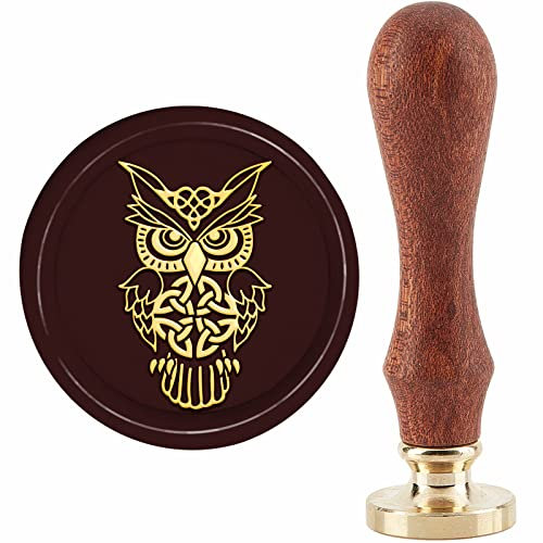 craspire Eulen-Wachs-Siegel-Stempel Gothic-Knoten-Wachs-Stempel 30 mm/1.18 Zoll Abnehmbarer Messingkopf-Siegelstempel Mit Holzgriff Für Einladungen, Umschläge, Karten, Geschenke, Scrapbooking