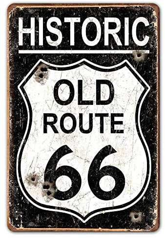 Ylens Targa vintage in metallo con scritta Garage 8 x 12 – Historic Old Route 66 auto cartello Old School Garage