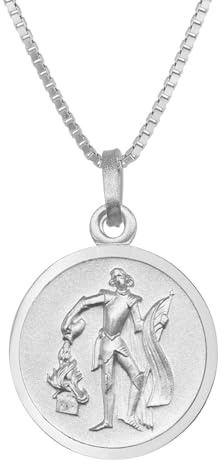trendor Halskette mit St. Florian Anhänger Ø 16 mm 925 Silber 41450 | elegantes Schmuckstück für Damen und Herren, zauberhafte Geschenkidee,