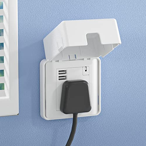 SAFELON 1 PC UK Socket Cover Box for Baby Safety, Childproof Electrical Outlet & Plug Cover Box with Waterproof Splashes, Switch Protector Cover for Home Safety, Screws Only (Single, White)