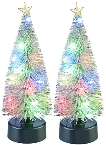infactory 2er-Set Bunte LED-Weihnachtsbäume mit Batteriebetrieb, 25 cm hoch (Weihnachtsbaum)
