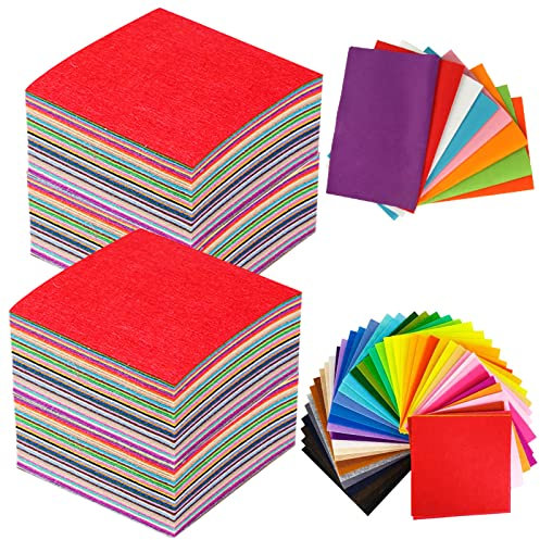 90 Stück Farben Filzstoff, 10 * 10cm Bastelfilz Polyester Felt Farbig Filz Blätter Filz Basteln Bunter Filzstoff Filzplatten Filzbögen zum DIY Handwerk Nähen Manual Decoration