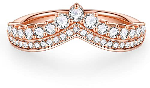 MOOSEA Tiara Moissanite Fede nuziale da donna, colore D, trasparenza VVS1, anelli con diamanti creati in laboratorio 14 K bianco giallo oro rosa Vermeil in argento Sterling S925 corona moissanite