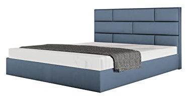Polsterbett Manisa 160x200 mit Bettkasten, freie Farbwahl, Doppelbett mit Stauraum, mit Kopfteil, mit Lattenrost, ohne Matratze (hellgrau Samt)