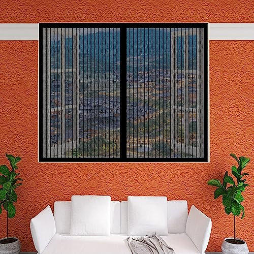 Fliegengitter für Fenster 90 x 140 cm Mückengitter Fenstergaze Automatisches Schließen für Dachfenster mit Reißverschluss, Schwarz