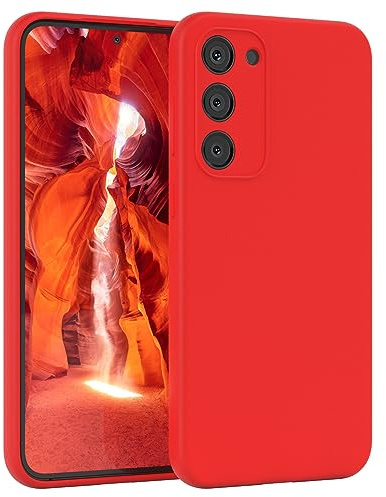 EAZY CASE Premium Silikon Handyhülle kompatibel mit Galaxy S23 Plus Slimcover mit Kameraschutz und Innenfutter, Silikonhülle, Schutzhülle, Bumper, Handy Case, Hülle, Softcase, Rot