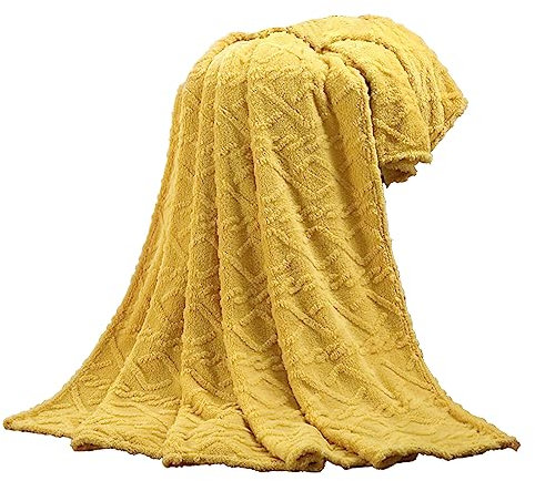 Decke Sofa Kuscheldecke, Warme Sofadecke Couchdecke, Leichte Kuscheldecke Wohndecken für Büro Sofa, Kuschlige Wohndecke Weich als Wohnzimmer Decke Couchdecke, Hochzeitsgeschenk, Gelb, 100x70cm