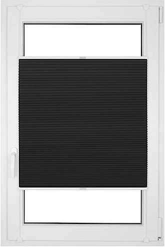 RENA Wabenplissee Thermo Plissee ohne Bohren Verdunklungsplissee Blickdicht Fenster Balkonfenster Balkontür Verdunkelung Sonnenschutz Innen Sichtschutz Hitzeschutz Schwarz 60x200 cm
