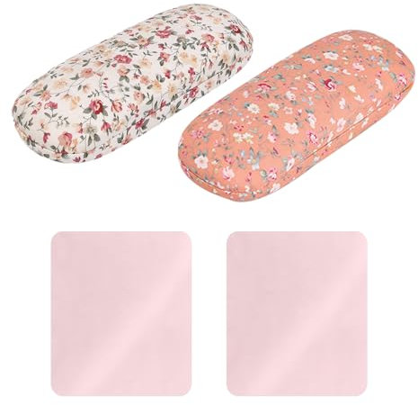 NyxSeat Custodia per occhiali in 2 pezzi con panno per occhiali rosa, grazioso design floreale, custodia per occhiali da sole per donne e ragazze.