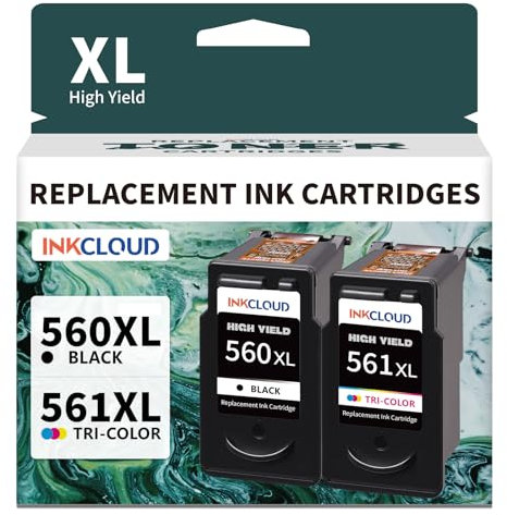 INKCLOUD 560 561 Patronen XL Kompatibel mit Canon Druckerpatronen 560 561 XL Set, PG-560XL CL-561XL Multipack für Pixma TS5350i TS5351 TS5352 TS5353 TS7450 TS7451 | 1 Schwarz + 1 Farbe