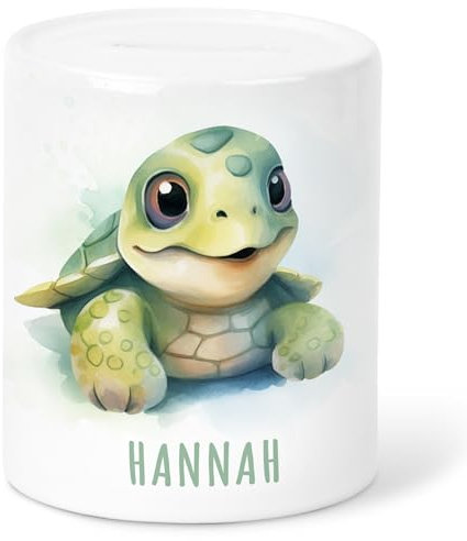 Schildkröte Spardose Kinder personalisiert mit Namen Geldgeschenk zum Geburtstag für Jungen & Mädchen Geschenk Sparschwein aus Keramik