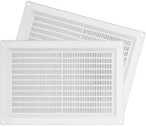 2-Pack 10'' x 7'' Inch / 250 x 170 mm Plastic White - Vent Cover - Square Duct Cover - Air Vent Louver - Protective Screen Mesh - HVAC Ventilation