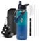 RAYMYLO Insulated Water Bottle 40 oz, Triple Wall Vacuum Stainless Steel (Cold for 48 Hrs), Leak Proof & Non-BPA, Modern Water Flask Jug with Paracord Handle & Straw Spout Lids, Cyan Blue
