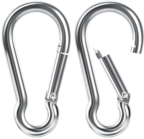 Caianwin 2 Stück Karabinerhaken,M10*100mm Karabiner Tragfähigkeit bis zu 54kg karabinerhaken klein aus verzinktem Stahl für Rucksack,Hundeleine,Camping,Reisen,Wandern