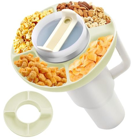 Pgtc Stanley Becher 30/40 oz Snack-Schale,Wiederverwendbare große Kapazität Stanley Becher 1200ml Nonpareil Snack-Tablett mit Griff,Nonpareil Stanley Cup Accessory Snack Ring (Weiß, 30 oz)