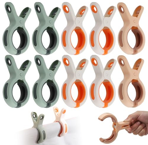 VOSSOT 10 pinzas grandes, pinzas para toalla de baño, pinzas para toallas de playa, pinzas para toallas de baño, pinzas grandes para la ropa, pinzas para toallas, pinzas de playa, pinzas de plástico a