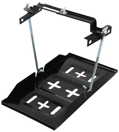 QWORK® Universal Fit Car Battery Holder, 34.5 x 20 cm Battery Tray with Adjustable Hold Down Clamp for Car Boat Battery
