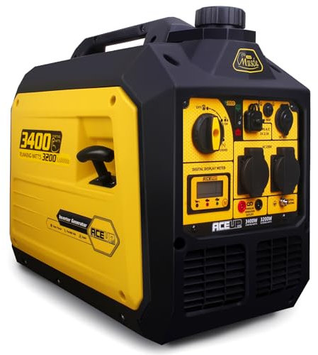 Aceup Energy 3400 Watt Portable Inverter Generator, Petrol Powered Generator Silent for Home, Camping, RV, EURO-V, CE