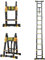 Teleskopleiter, Klapptrittleiter zum Reinigen, Dekorieren, Malen, Beschneiden, Arbeiten, leichte tragbare Dachbodentreppe aus Aluminium, Kombinationstrittleiter, schwarz, Tragkraft 150 kg (Größe: 4,1