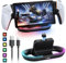 Chargeur Magnétique pour PS Portal Remote Player-FASTSNAIL Accessoires PSP Compatibles avec Playstation Portal Remote Player-Support LED pour PS5 Portable(Noir)