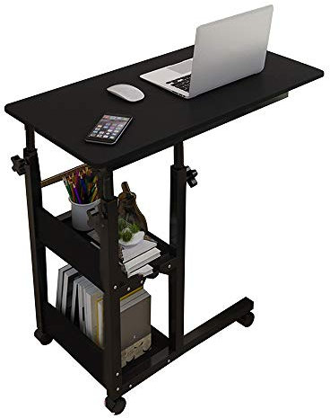 DOLPTBEZM Table roulante pour Ordinateur Portable, Support Mobile Roulant à Hauteur réglable, Chariot de Bureau pour Ordinateur Portable avec Table de Chevet de Rangement à la Mode