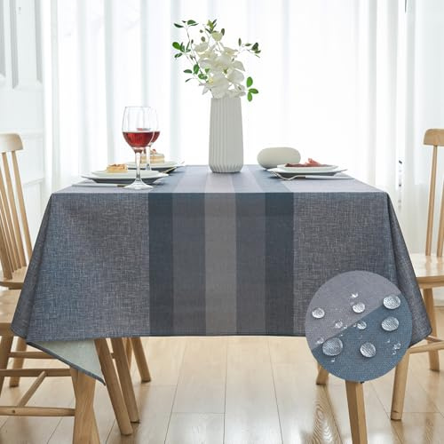 Arwllzz Blue Table Cloth 140x140cm Square Tablecloth Washable Dust-Proof Elegant Wipe Clean Reusable Tabletop Decoration Vintage for Kitchen Dinning Garden Farmhouse Party Wedding Patio