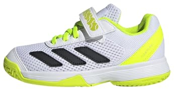 adidas Unisex Kids Courtflash Kids Comfort Closure Tennis Shoes, Cloud White/Core Black/Lucid Lemon, 10.5 UK Child