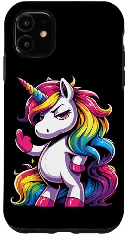 Unicorn Middle Finger Colorful Case for iPhone 11
