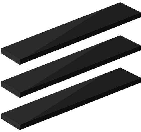 eSituro Wandregal 3er Set, Regal Wand schwarz Hochglanz, Hängeregal, Schweberegal, Regalbrett Bücherregal zum Aufhängen, Wandboard für Wohnzimmer Küche Arbeitszimmer Badezimmer, 110x22.9x3.8 CM