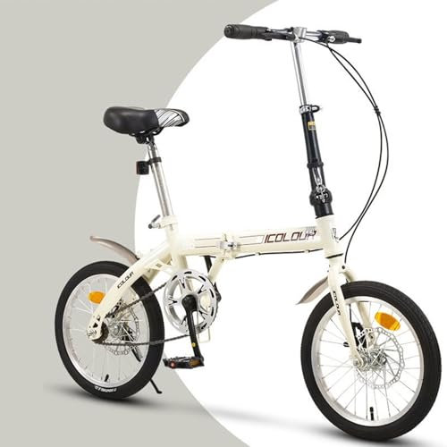 QXIWAOE Faltrad 16 Zoll Single Speed High Carbon Stahl Ultraleicht Tragbares Fahrrad Kleines Neues