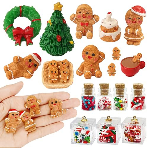 Accesorios GNOME de Navidad, 22 piezas de accesorios Miniaturas con Mini árbol de Navidad, Corona de Navidad, Galletas de Hombre de Jengibre