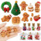 Wichtel Zubehör Weihnachten Ornamente, 22 Stück Puppenhaus Zubehör Weihnachtswichtel Miniatur Zubehör Wichteltür Set mit Mini Weihnachtsbaum Weihnachtskranz Lebkuchenmann Kekse Wichtelzubehör