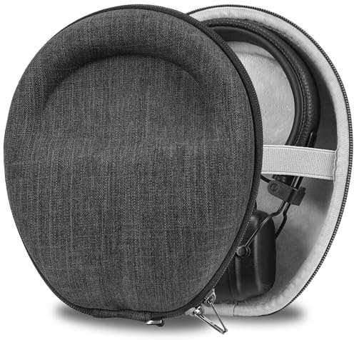 Geekria Shield Headphones Case Compatible with Marshall Major V, Major IV, Major III, Major II, Mid ANC Case, Replacement Hard Shell Travel Carrying Bag with Cable Storage (Black Diamond)