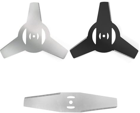Wjelet Lot de 3 têtes de rechange pour tondeuse à gazon électrique, lame à 3 dents et 1 lame de débroussailleuse en métal, lame de désherbeur pour tondeuse à gazon électrique