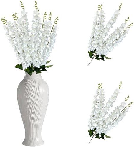 astylishome Flores blancas sintéticas que parecen reales – Arreglo de plantas artificiales de interior para el hogar, oficina, cocina, dormitorio 6101