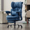 Efomao Bürostuhl, X-Stickerei Big and Tall Stuhl aus PU Leder für Zuhause, Verstellbarer Hochlehner Computer Gaming Stuhl, 200 kg drehbarer Chefsessel mit Fußstütze und Lendenwirbelstütze, Blau
