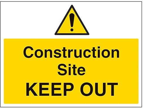 V Safety Construction Site Keep Out - Large Landscape 400 x 300 mm - 3mm Aluminium Composite Safety Sign