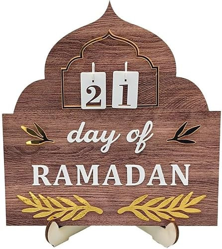Ramadan Deko | Ramadan Kalender Aus Holz, 2024-Kalender, Ramadan-Countdown, Holz-Tischdekoration, Dekoration für Ramadan-Kareem-Tischplatte, DIY Ramadan Dekoration 30 Tage Countdown (Typ 2)
