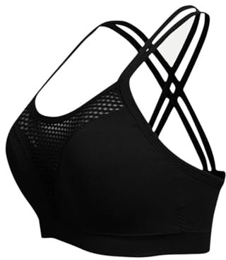 Brassiere Sport Femme Soutien Gorge sans Armature sous Vetements Feminins Soutien Gorge Push Up Brassière Respirant Bra Top Yoga Bralette sous-Vêtements de Sport 2025 Commandes en Cours Noir XL