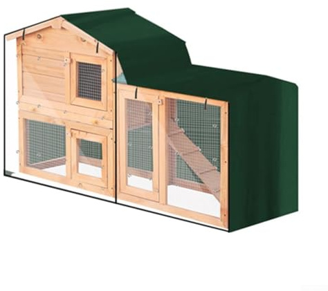 Abdeckung für Kaninchenstall, dreieckig, mit einfachem Zugang, praktisch für Haustierbesitzer, Grün, 147 x 52 x 86 cm