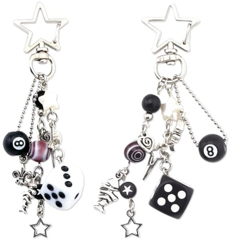 HTTDSLF Lot de 2 Porte-Clés, Porte-Clés à Breloques 8 Boule, Pendentif de Sac pour Femme Homme, Mignon, Breloques, Décoration, Idée Cadeau Anniversaire, pour Portefeuille Main Sac à Dos Accessoires