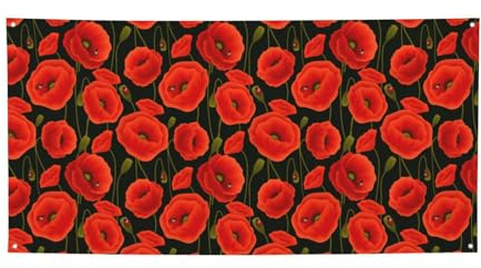 Party-Banner mit Mohnblumen-Motiv, Geburtstagsschild, Thema, Neujahr, Weihnachten, Party-Dekoration, Hintergrund.