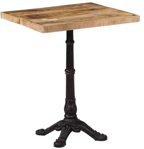 GeenYuu Bistrotisch 60x60x77 cm, Raues Mangoholz, Gusseisen, Esstisch für Küche, Esszimmer, Robuster Stehtisch, Langlebiger Küchentisch, Natürliches Finish