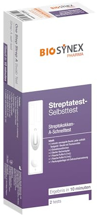 BIOSYNEX – Streptokokken-A-Selbsttest – Nachweis von bakterieller Angina, Scharlach, Impetigo – Einfach und zuverlässig – Für die ganze Familie – Ergebnis in 10 Minuten (Packung mit 2 Tests)
