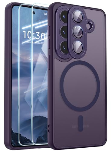 JAME for Samsung Galaxy S26 Phone Case Magnetic with Camera Protector | Compatible with MagSafe, Integrated Camera Lens Protection, 2 Screen Protectors, Shockproof Slim Matte Cover, Purple