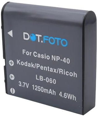 Dot.Foto NP-40, NP-40DBA, NP-40DCA Premium 3.7v / 1250mAh Rechargeable Battery for Casio EXILIM EX Z40 Z50 Z55 Z57 Z100 Z200 Z300 Z400 Z450 Z500 Z600 Z650 Z700 Z750 Z850 Z1000 Z1050 Z1080 Z1200
