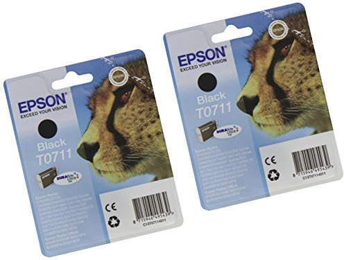 Epson T0711 x2 Ink Cartridge, Black (Pack of 2), Genuine