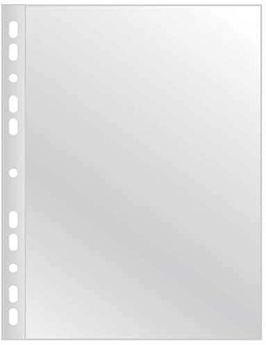 Q-Connect Prospekthüllen / 10 Stück/Din A4/ Genarbt Oben Offen Sicht-Hüllen Gelochte Plastikhülle für Dokumente Papiere Akten Ordner/PP/Transparent 50 Mikron